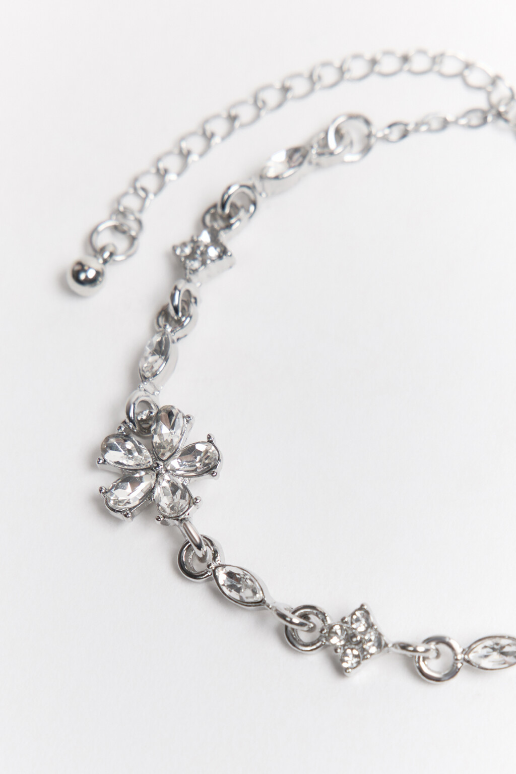 Браслет с цветами и стразами - цвет серый - 1