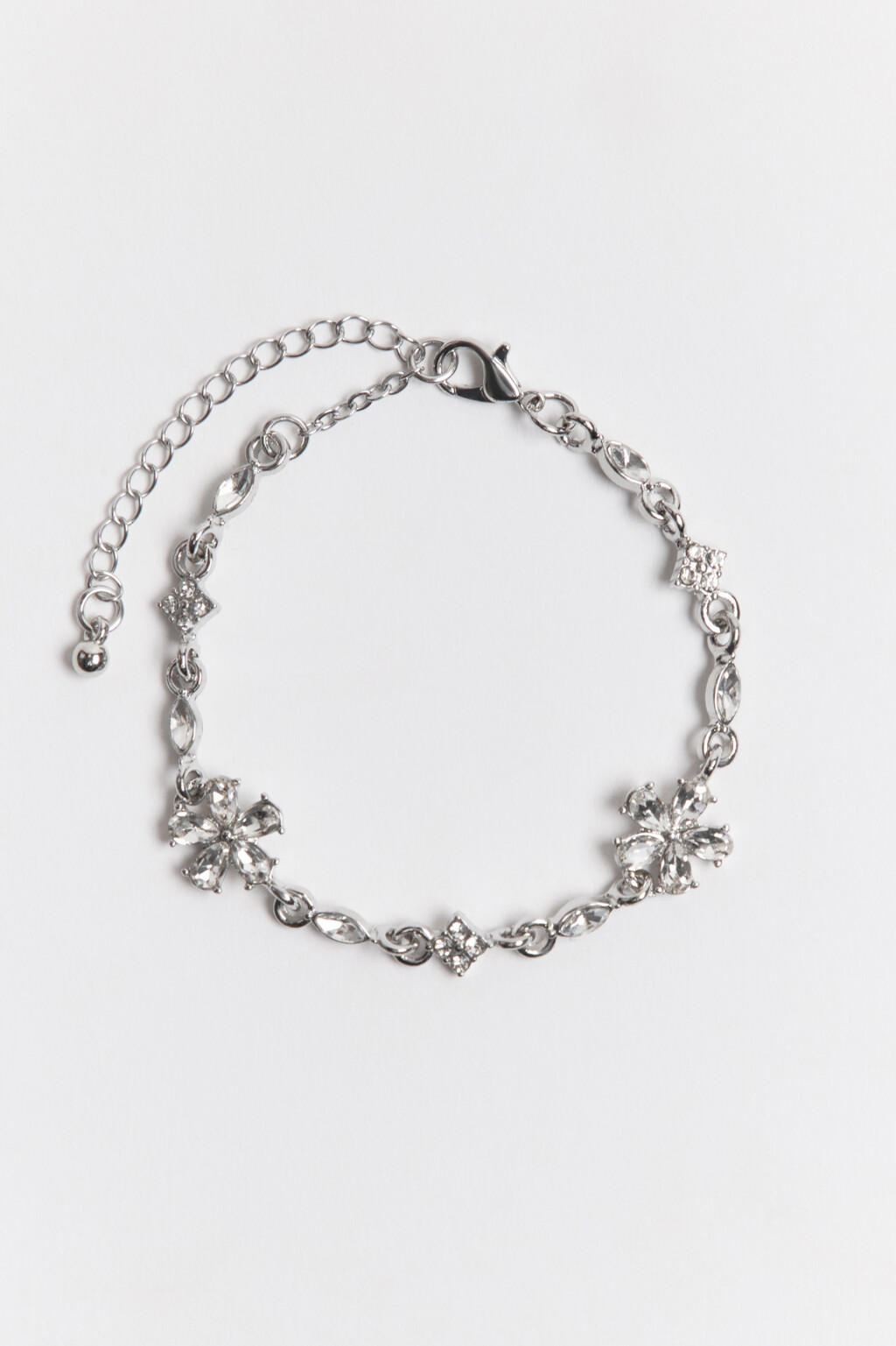 Браслет с цветами и стразами - цвет серый - 2