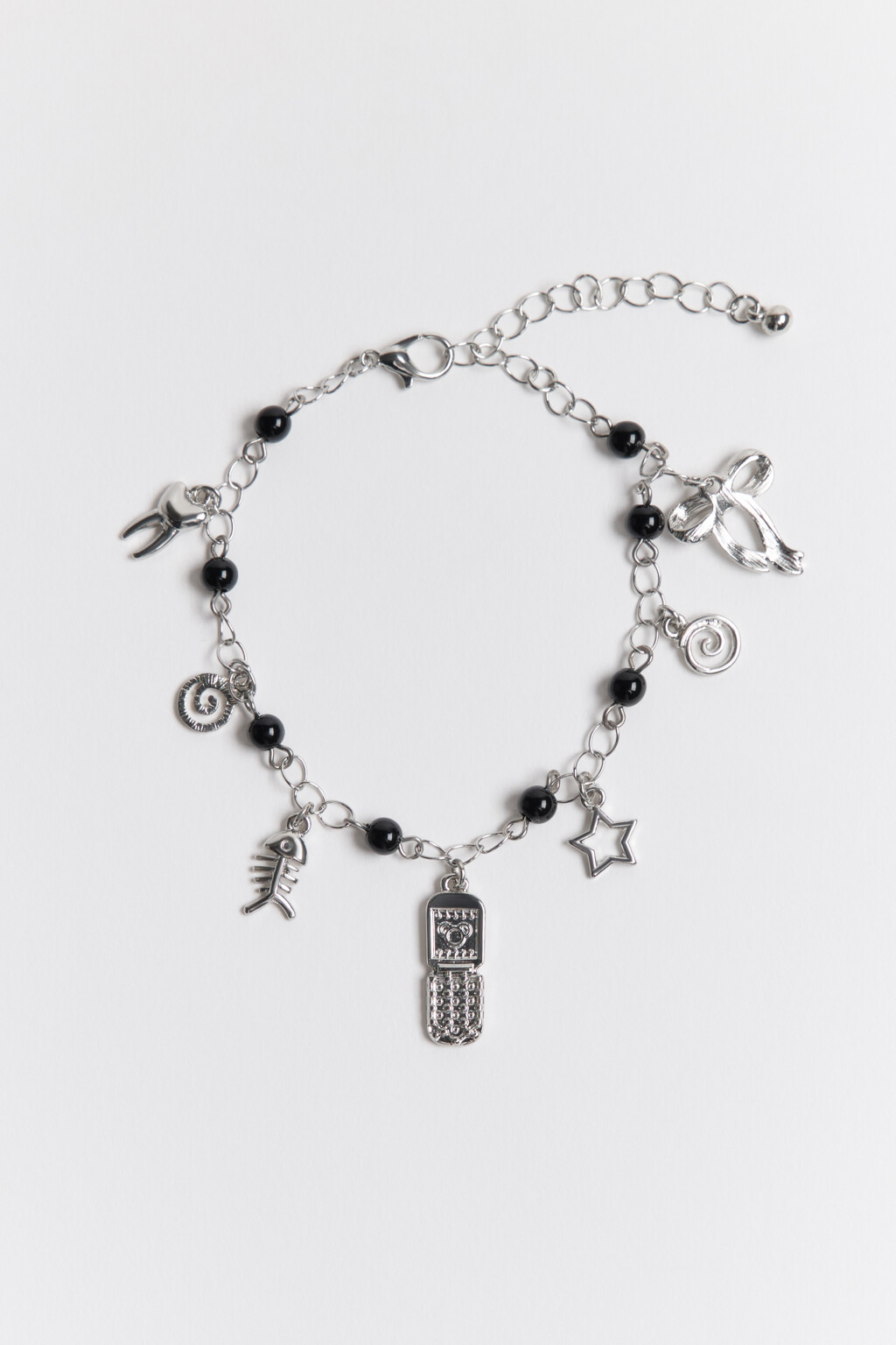 Браслет с подвесками и стразами - цвет серый - 2