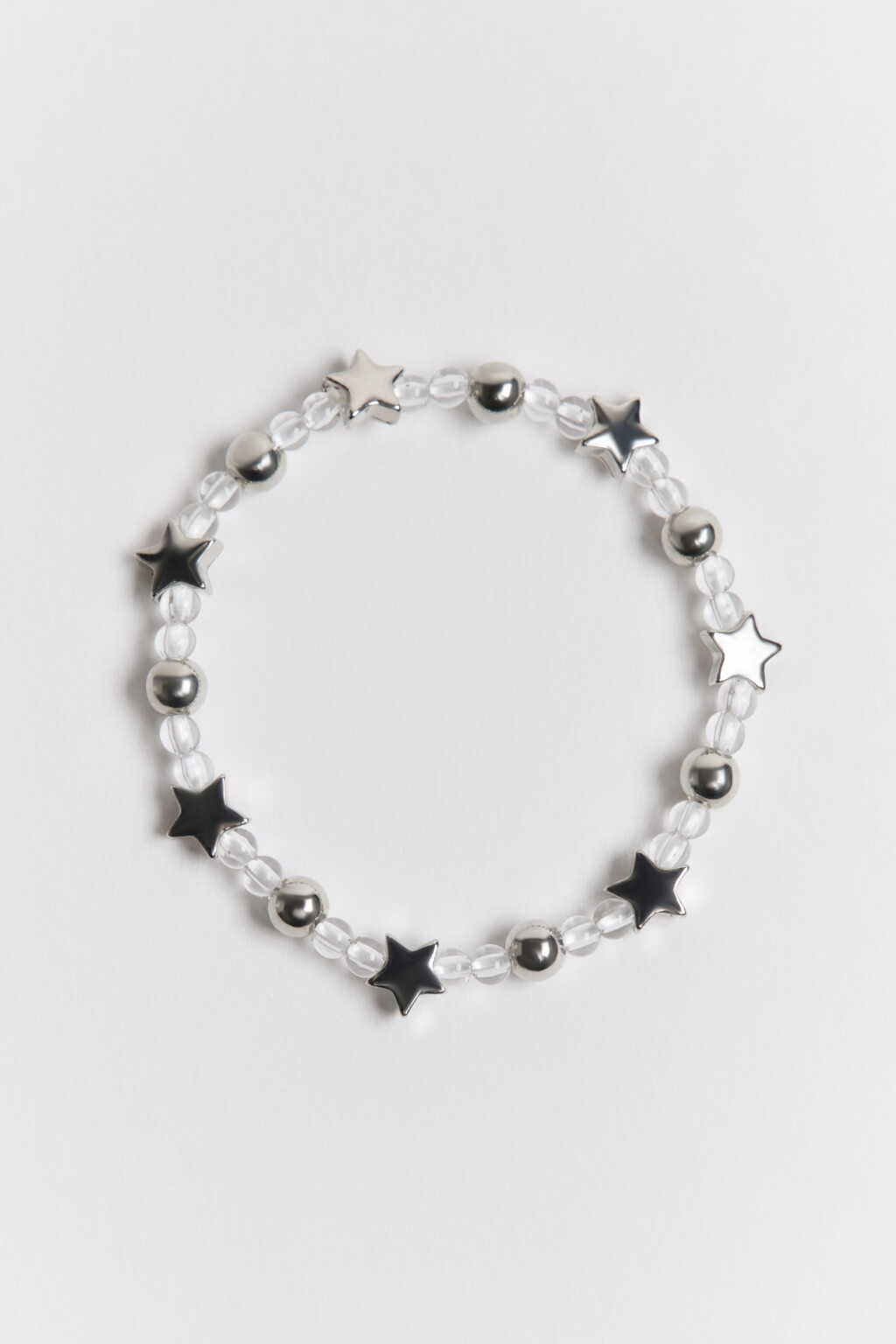 Браслет с бусинами и звездочками - цвет серый - 2