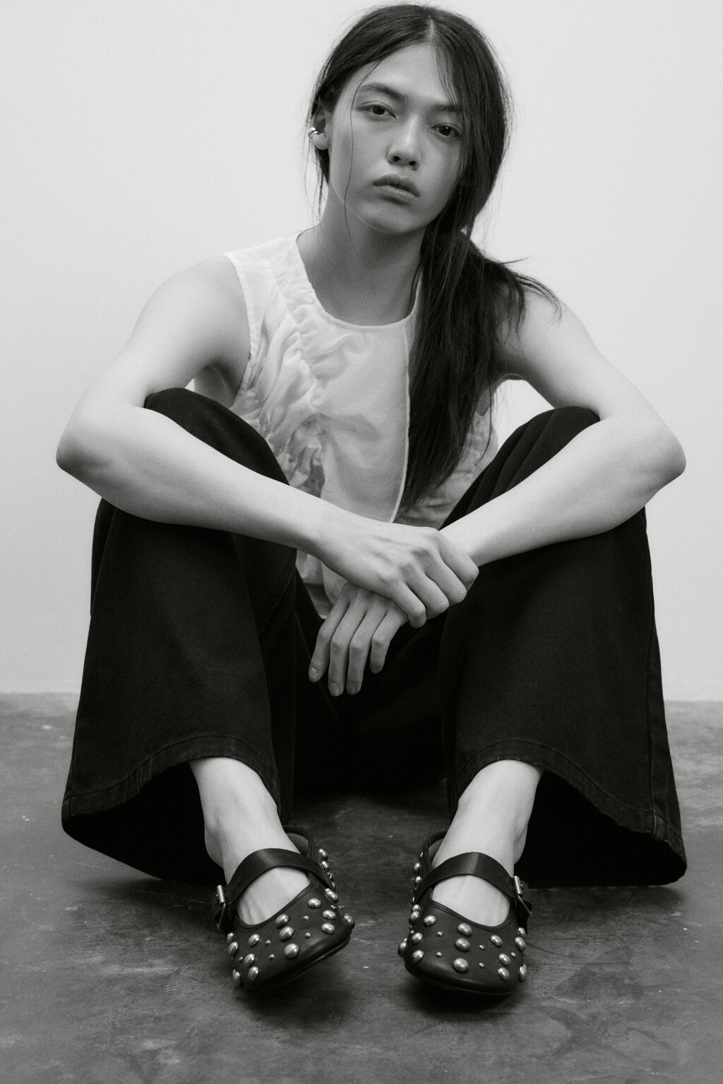 Балетки с металлическим декором - цвет черный - 2