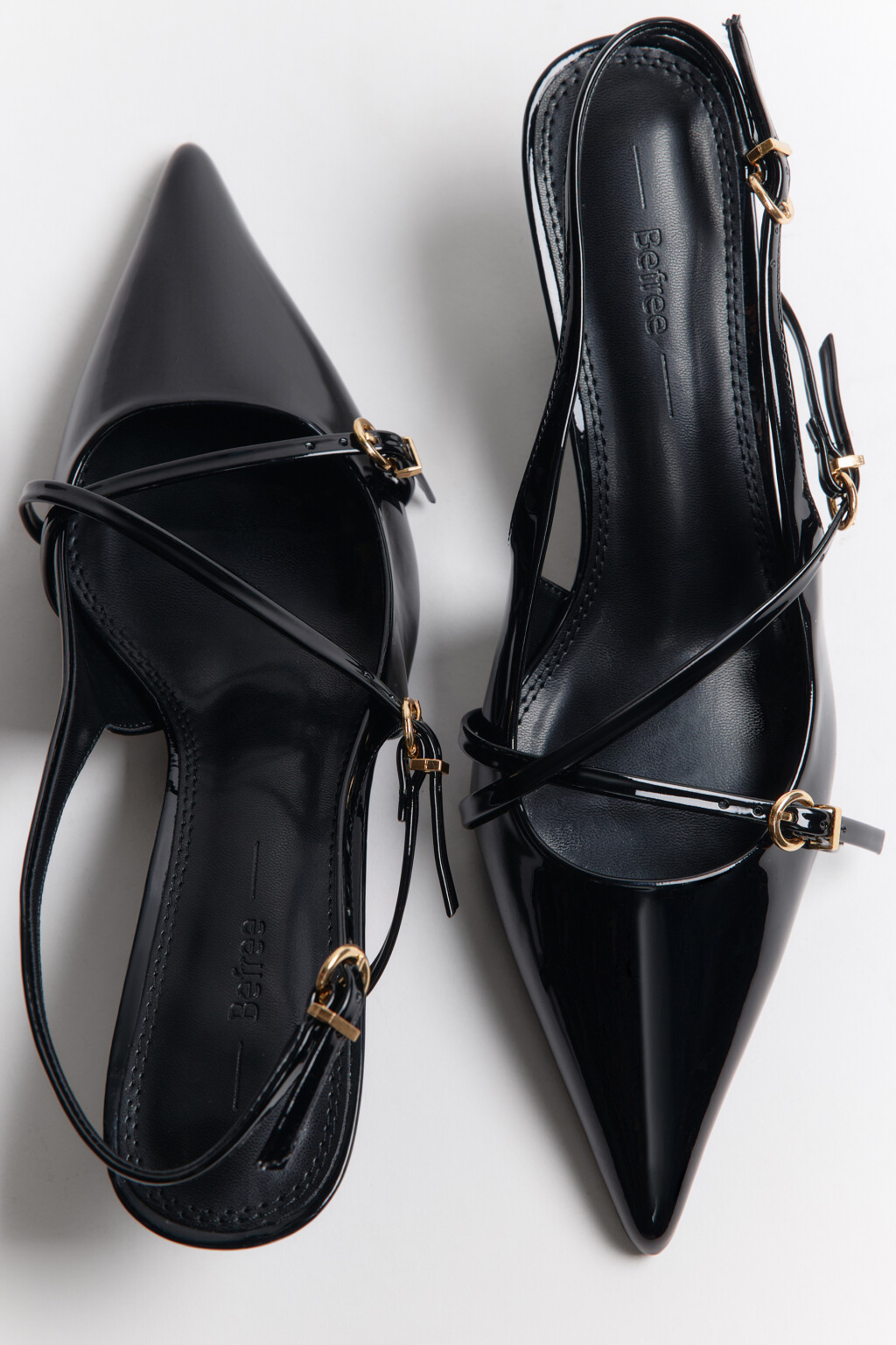 Туфли-слингбэки с ремешками и пряжками - цвет черный - 6