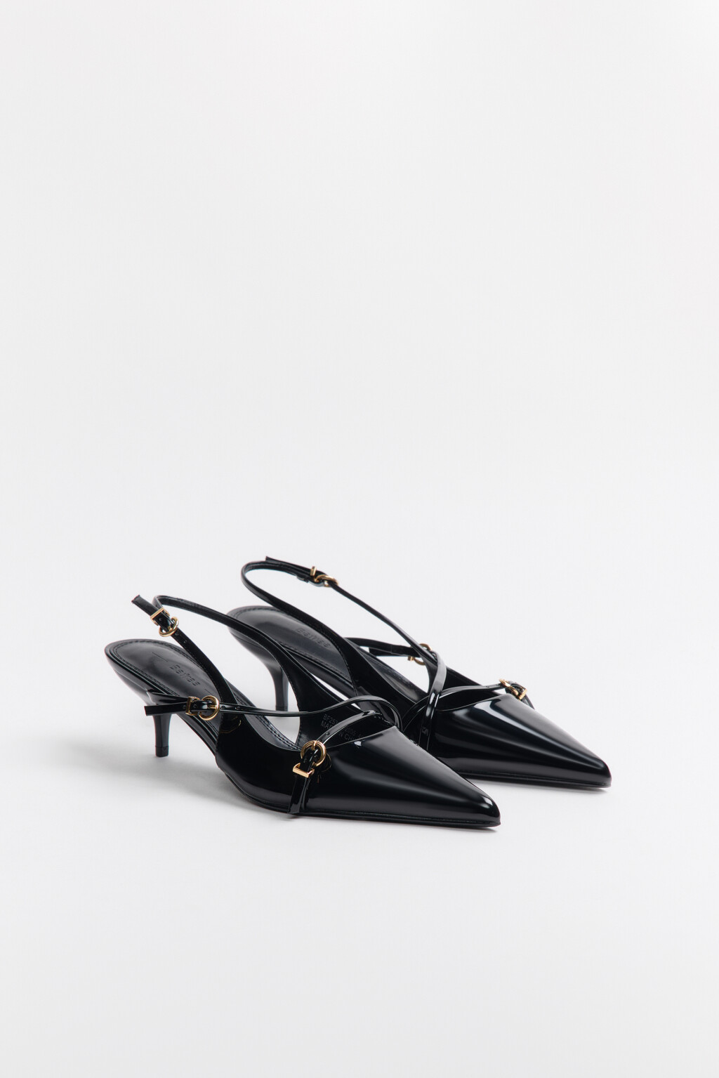 Туфли-слингбэки с ремешками и пряжками - цвет черный - 8