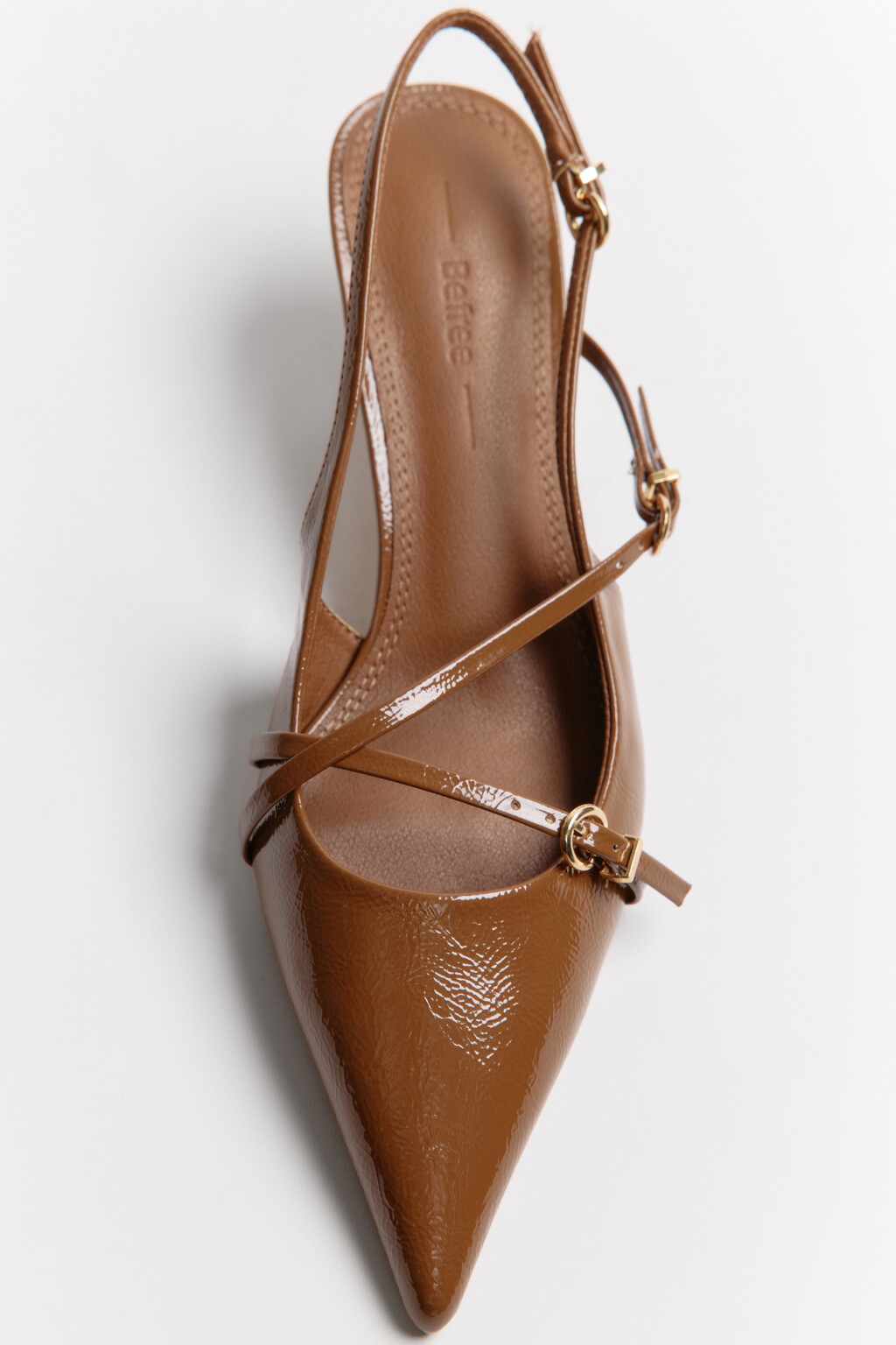 Туфли-слингбэки с ремешками и пряжками - цвет коричневый - 1