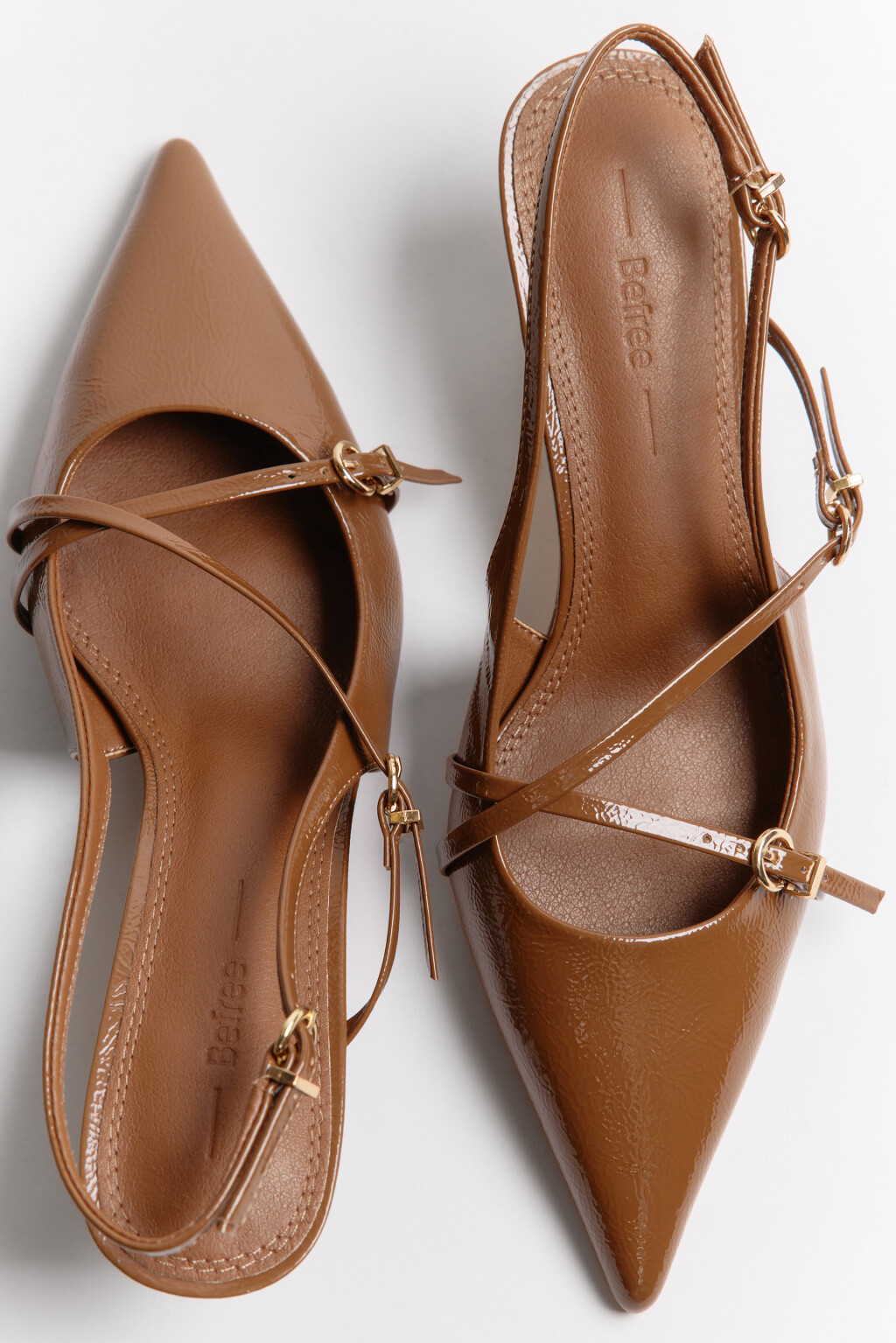 Туфли-слингбэки с ремешками и пряжками - цвет коричневый - 8