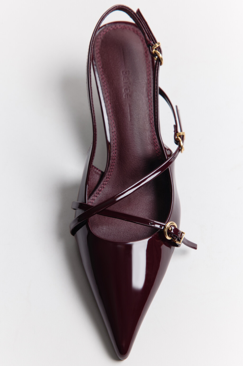Туфли-слингбэки с ремешками и пряжками - цвет бордовый - 4