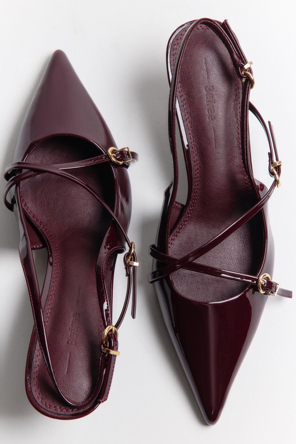 Туфли-слингбэки с ремешками и пряжками - цвет бордовый - 5