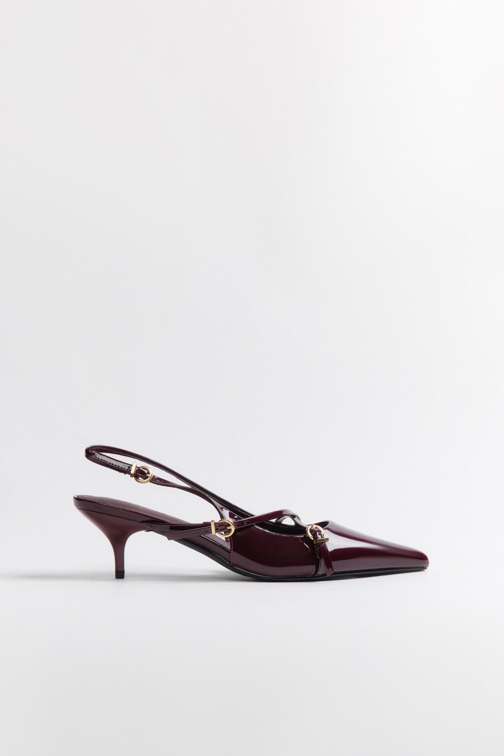 Туфли-слингбэки с ремешками и пряжками - цвет бордовый - 3