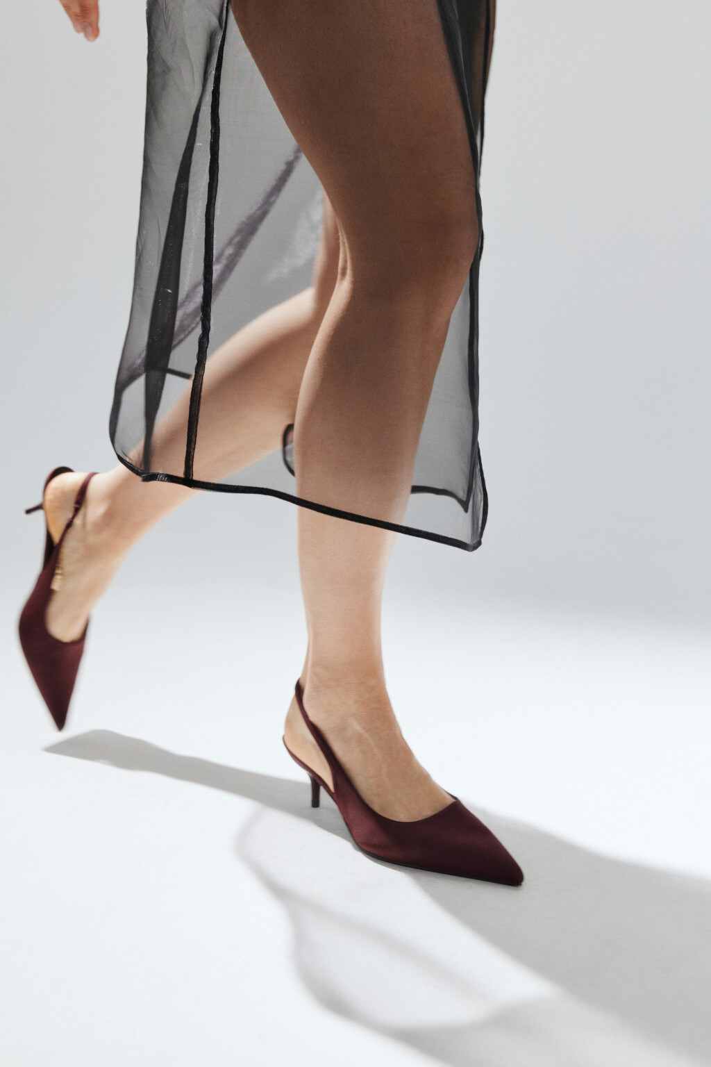 Туфли-слингбэки с острым носом - цвет бордовый - 1