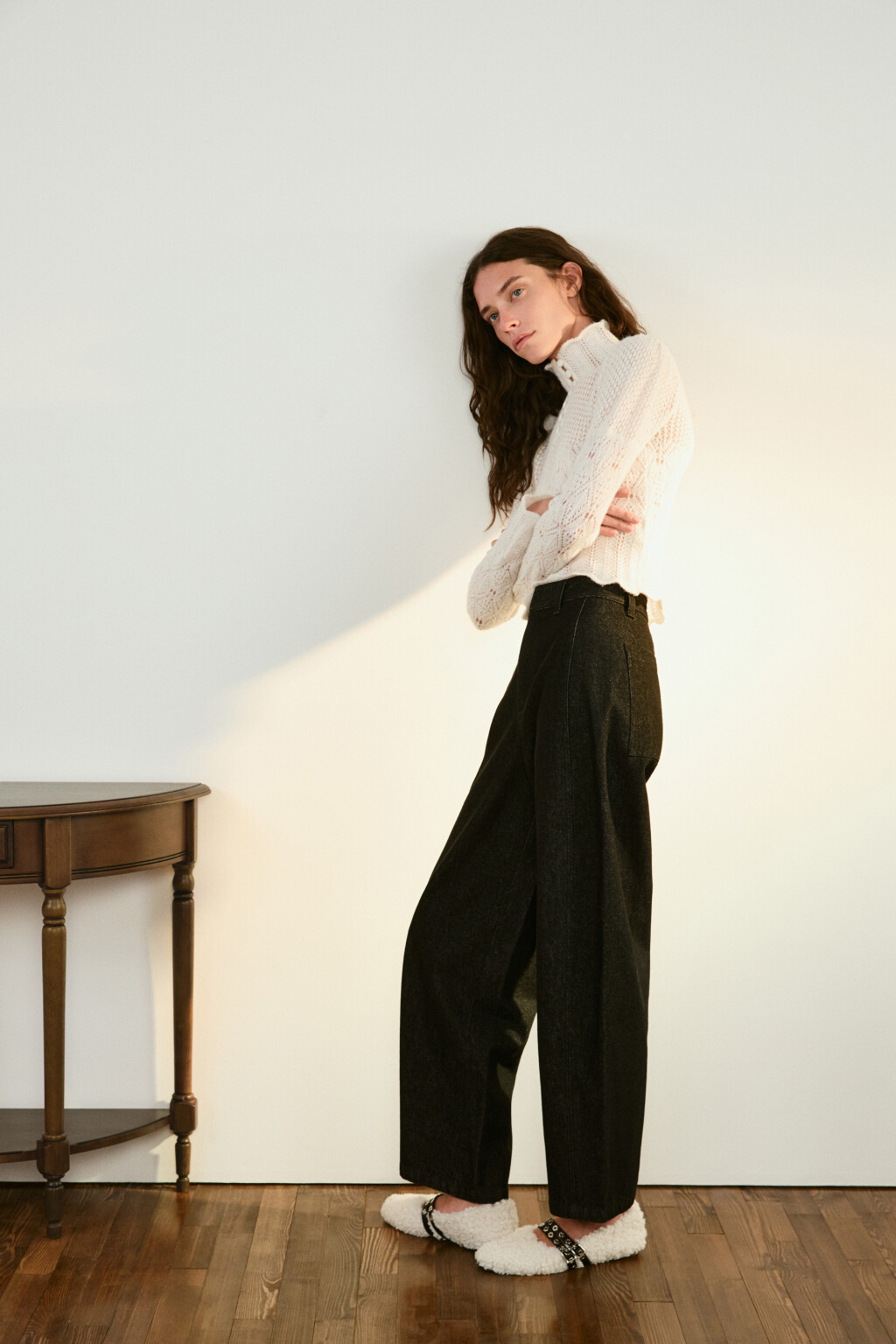 Балетки плюшевые с ремешком - цвет молочный - 4