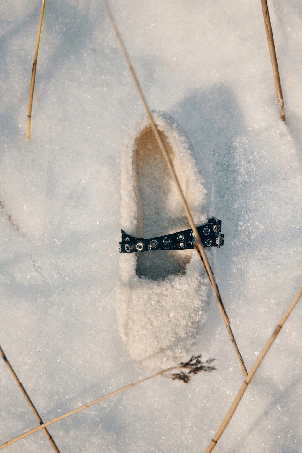 Балетки плюшевые с ремешком - цвет молочный - 1