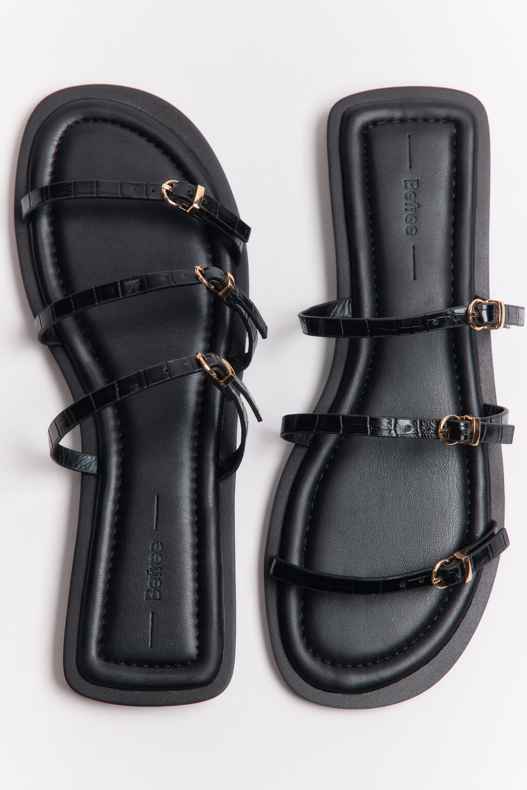 Сабо с тонкими ремешками - цвет черный - 4