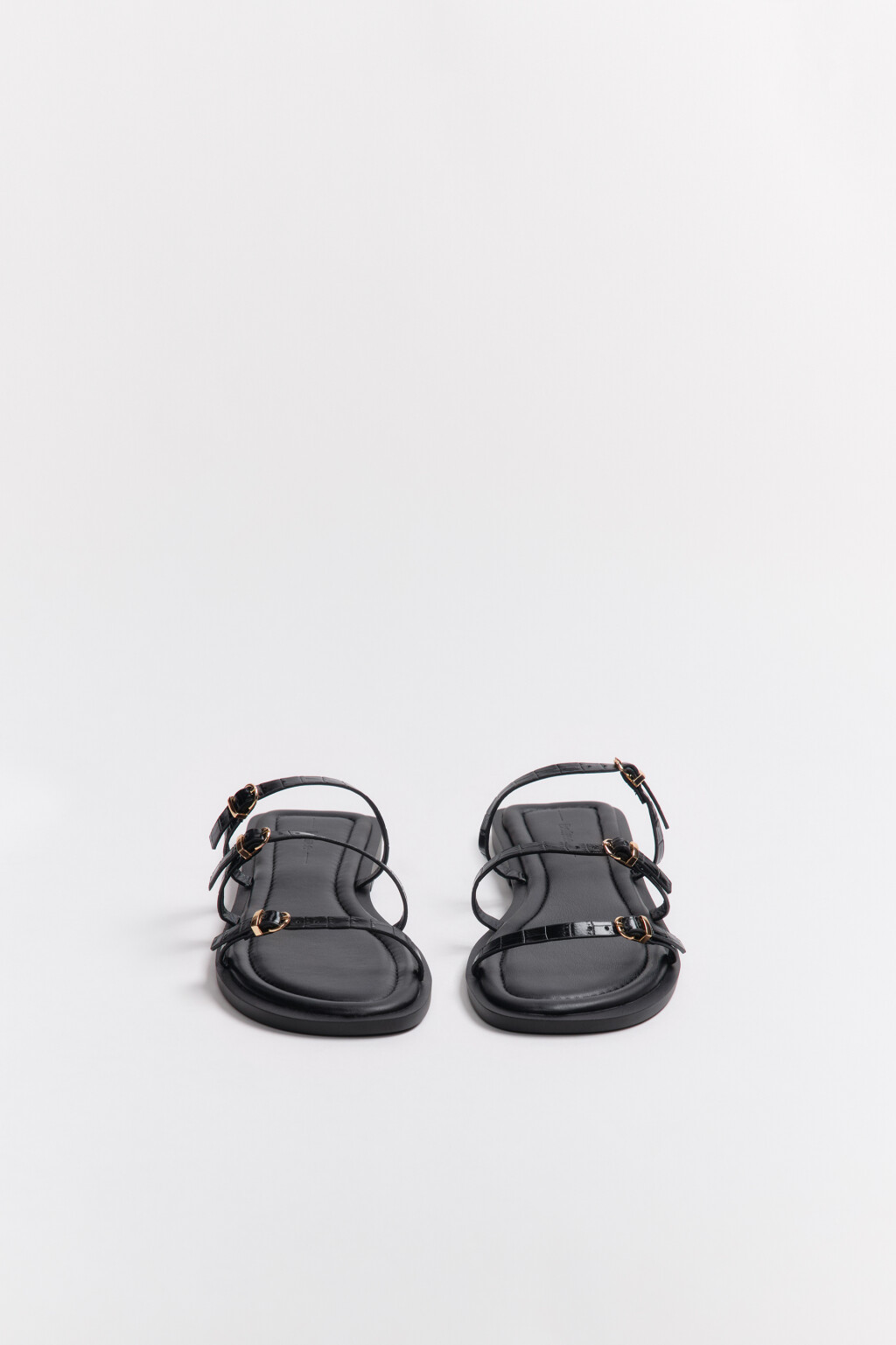 Сабо с тонкими ремешками - цвет черный - 2