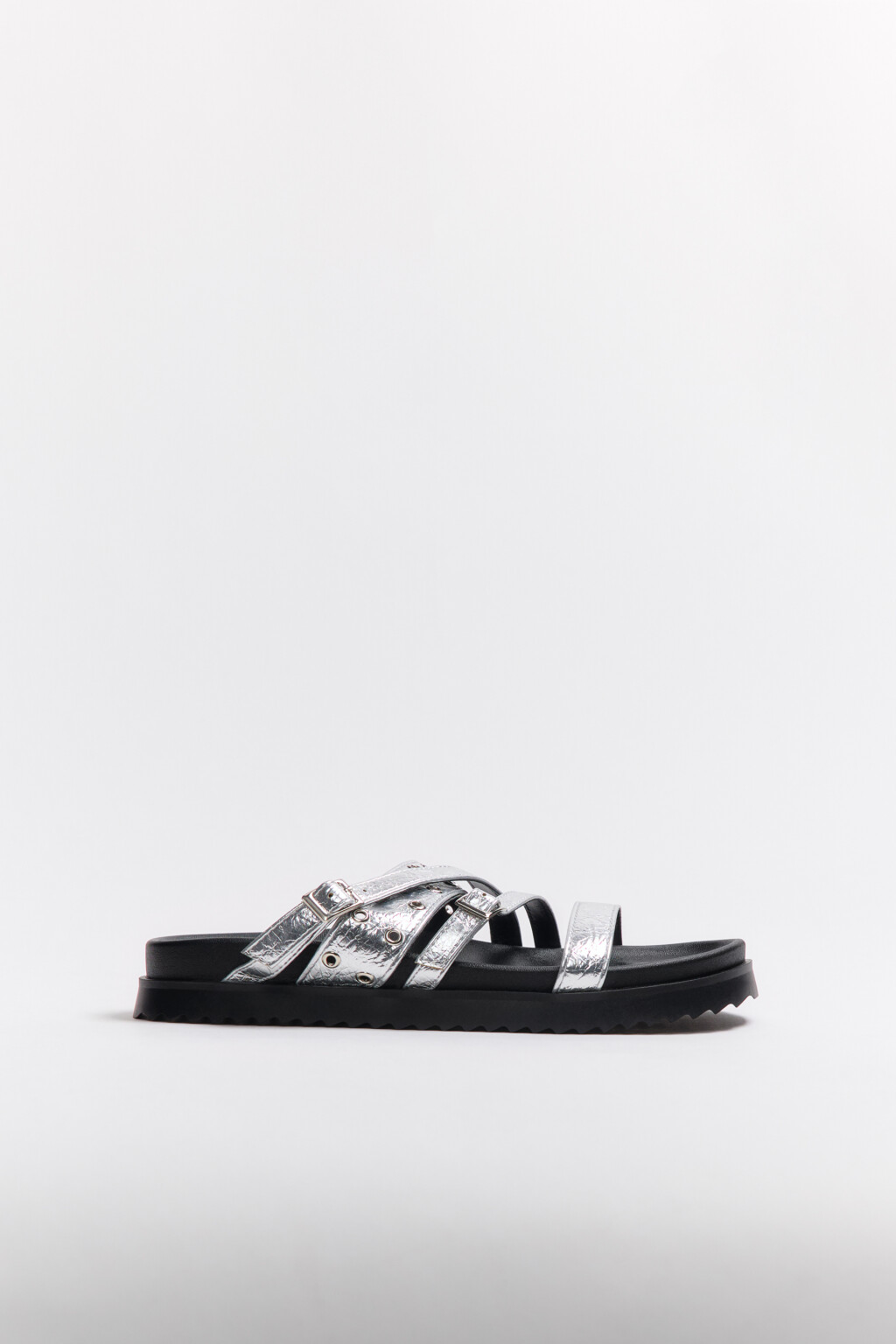 Сабо на платформе с металлическим декором - цвет серый - 3