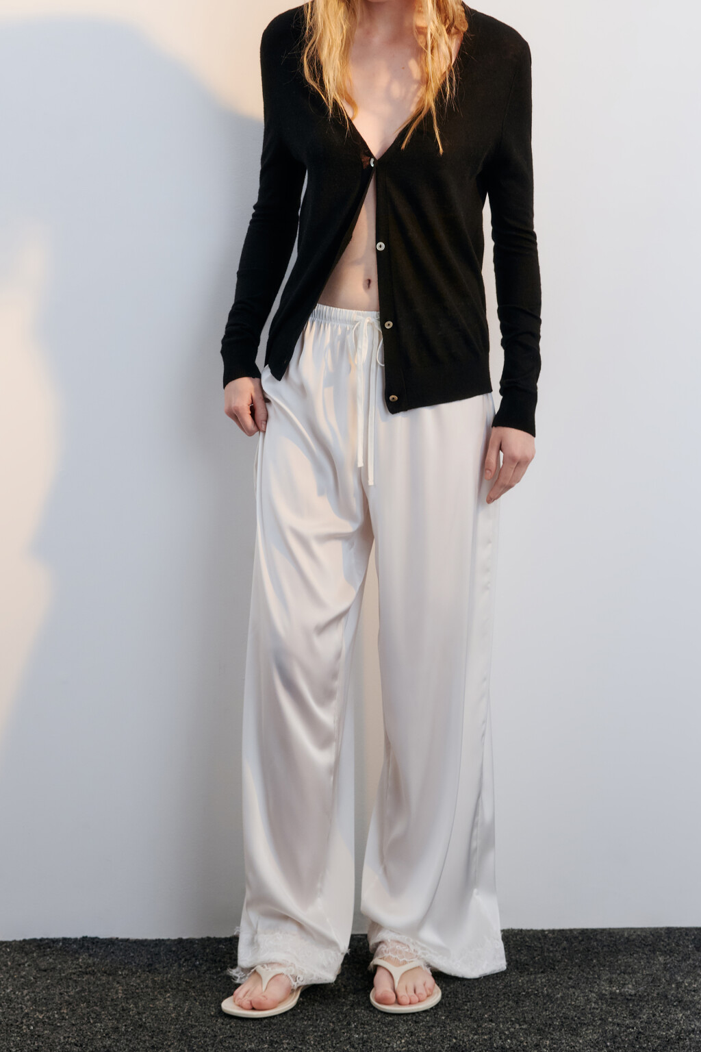 Сабо-вьетнамки на плоской подошве - цвет молочный - 6