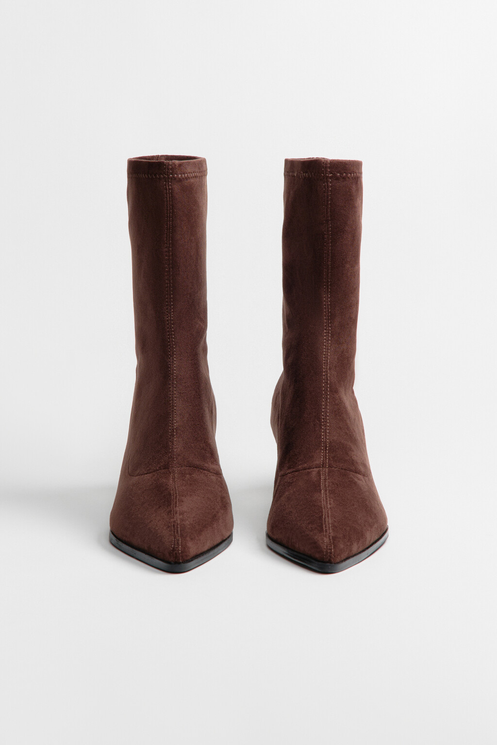 Ботильоны из бархатного текстиля - цвет коричневый - 8