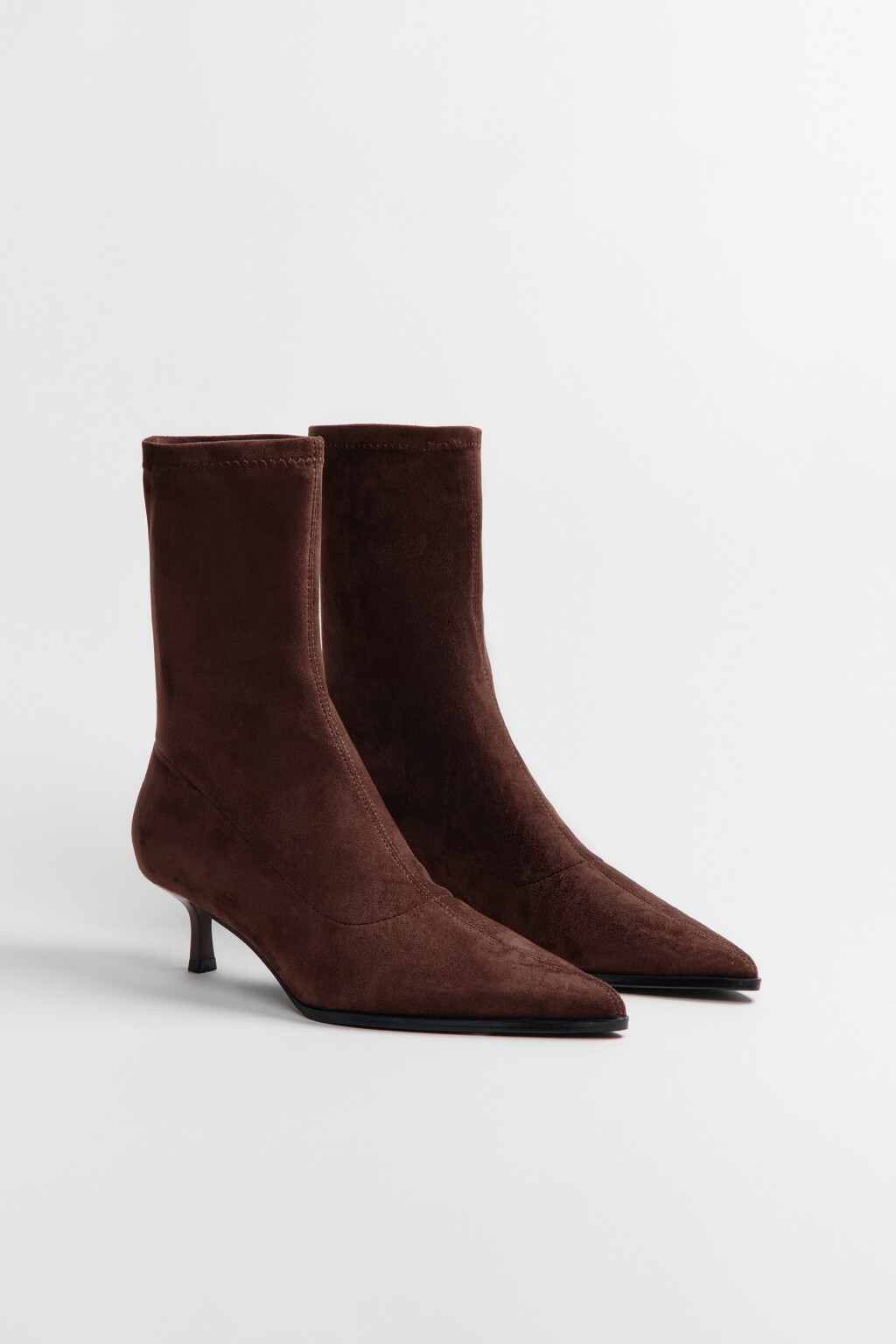 Ботильоны из бархатного текстиля - цвет коричневый - 9