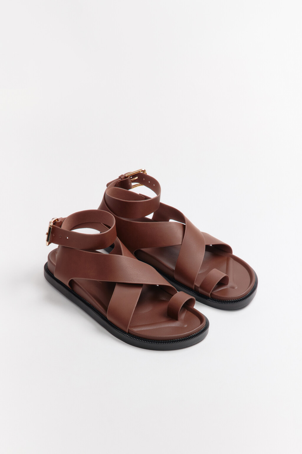 Сандалии с широкими ремешками - цвет коричневый - 7