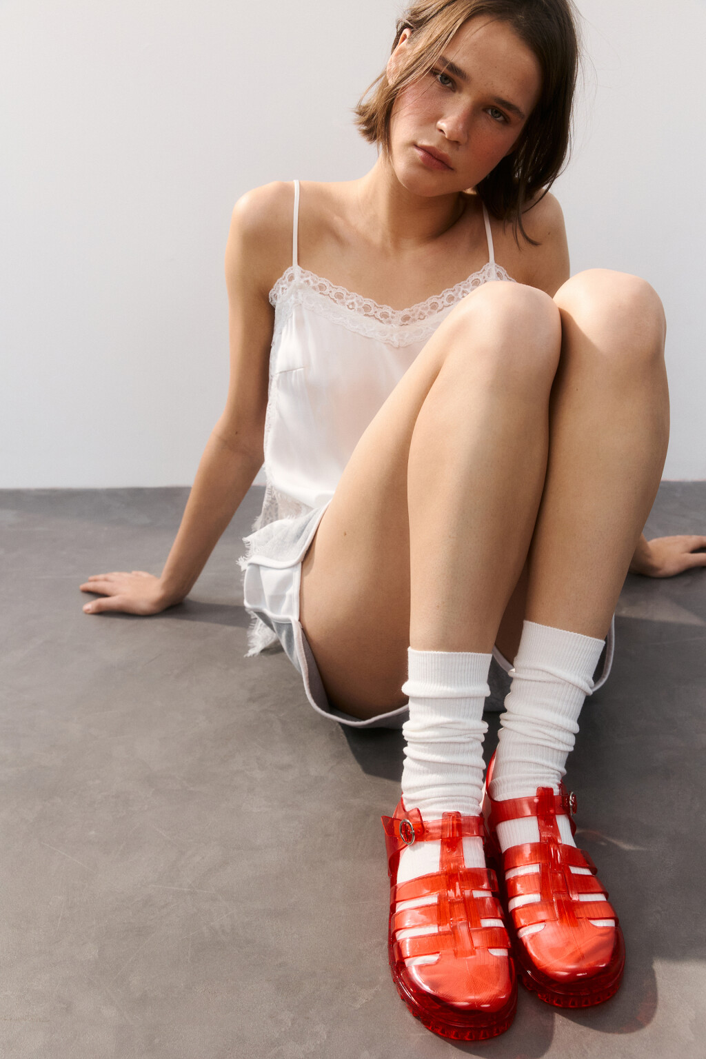 Сандалии jelly shoes прозрачные - цвет красный - 1