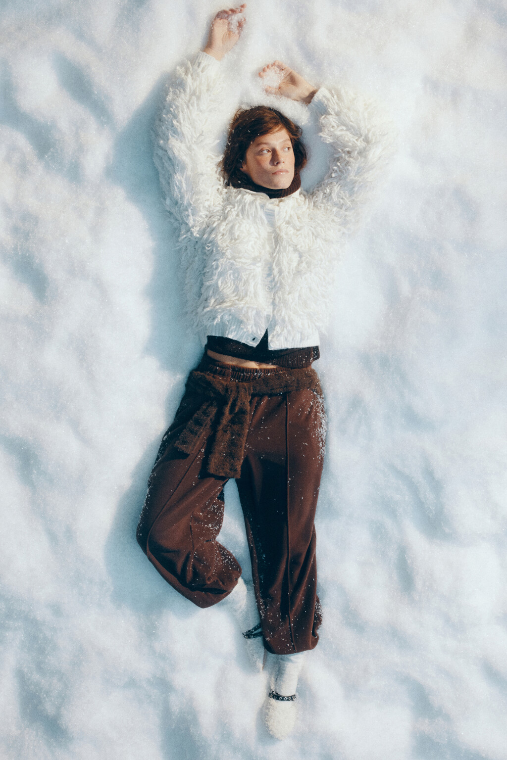 Брюки широкие флисовые - цвет коричневый - 1