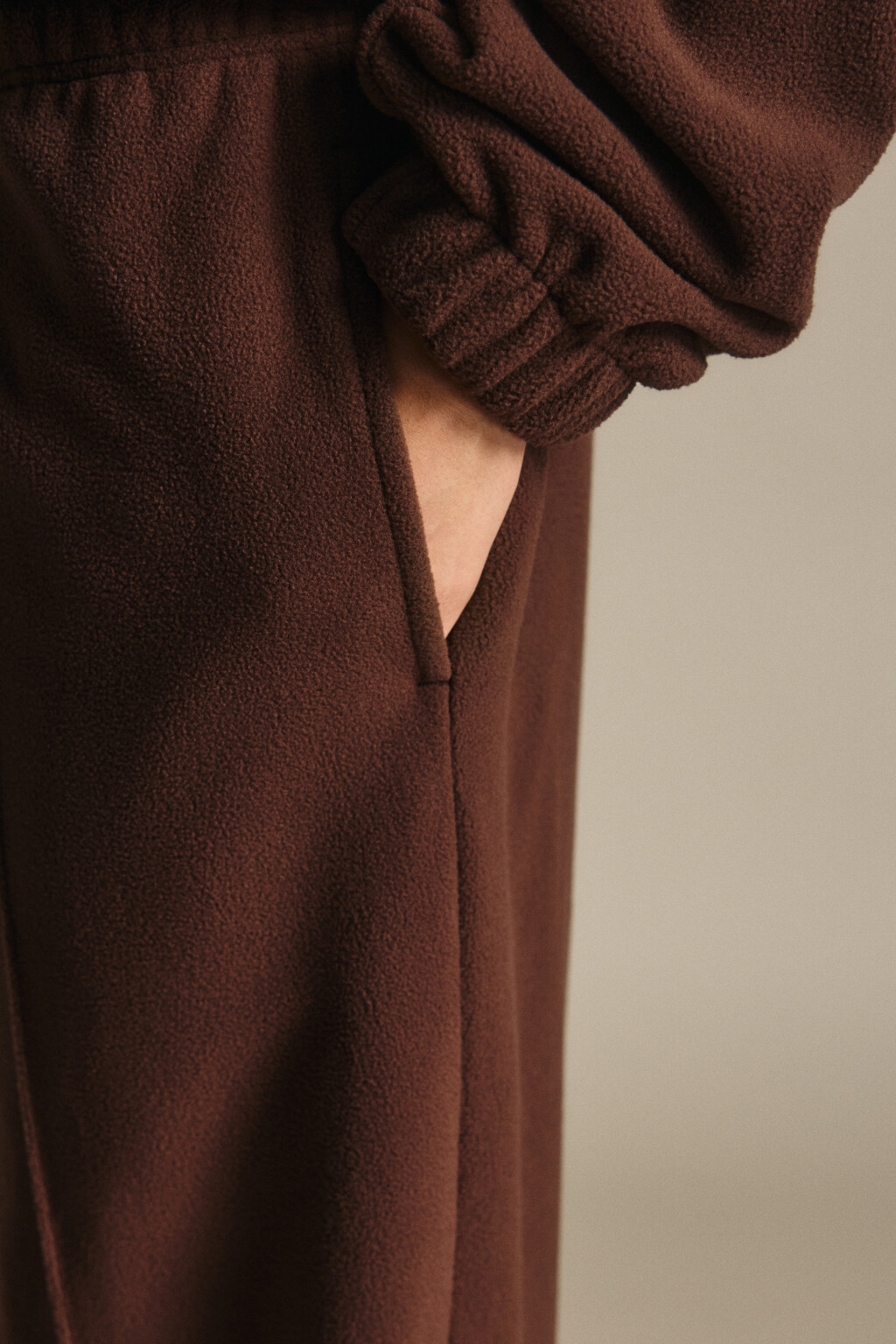 Брюки широкие флисовые - цвет коричневый - 7