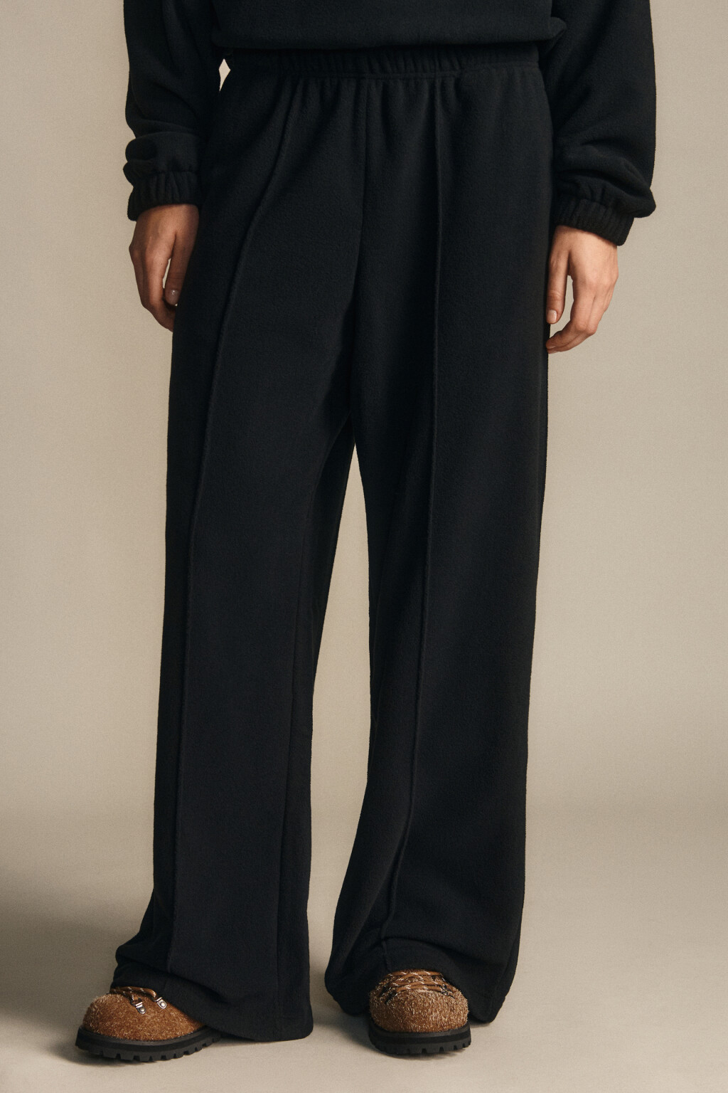 Брюки широкие флисовые - цвет черный - 2