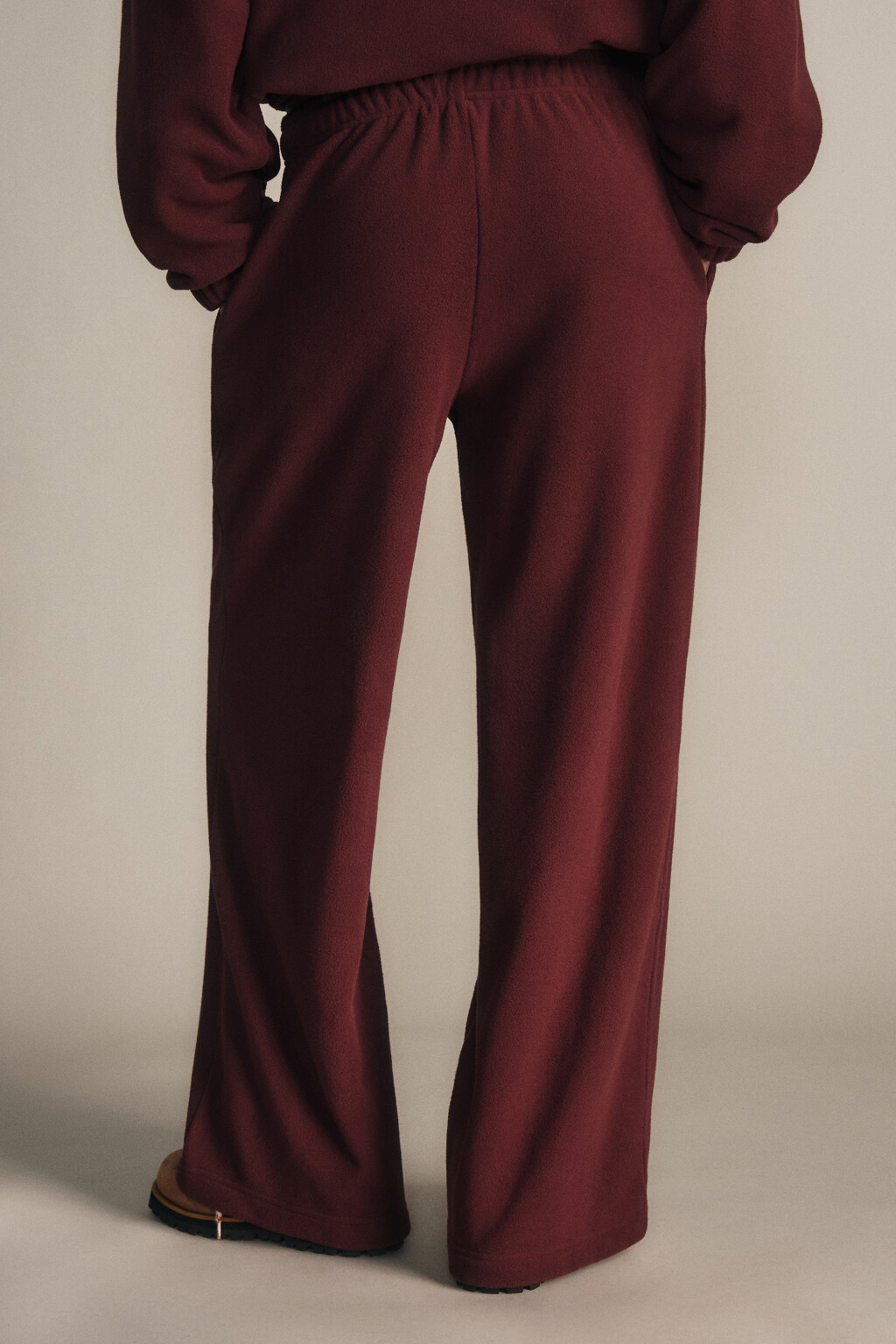 Брюки широкие флисовые - цвет бордовый - 4
