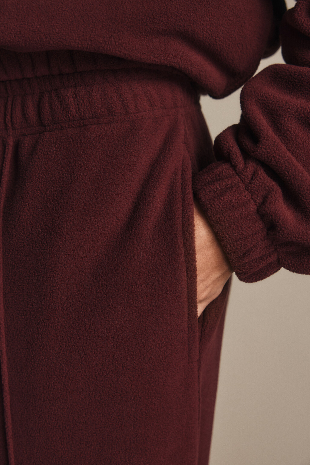 Брюки широкие флисовые - цвет бордовый - 7