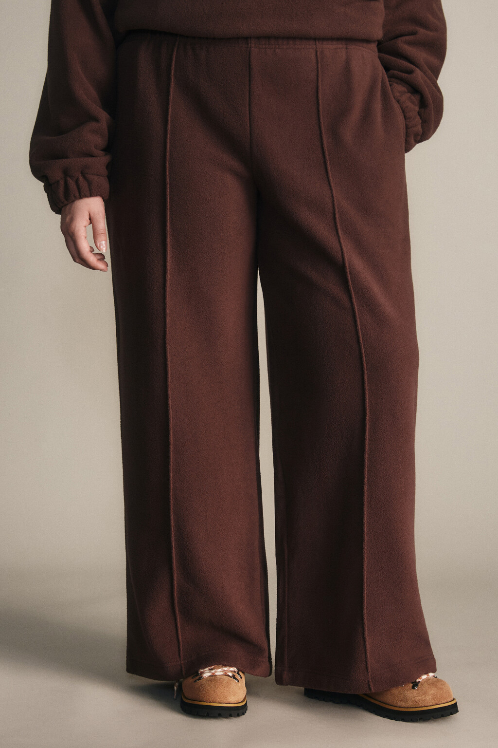Брюки широкие флисовые - цвет коричневый - 2