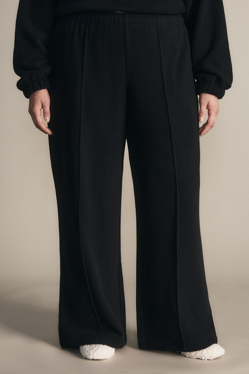 Брюки широкие флисовые - цвет черный - 2