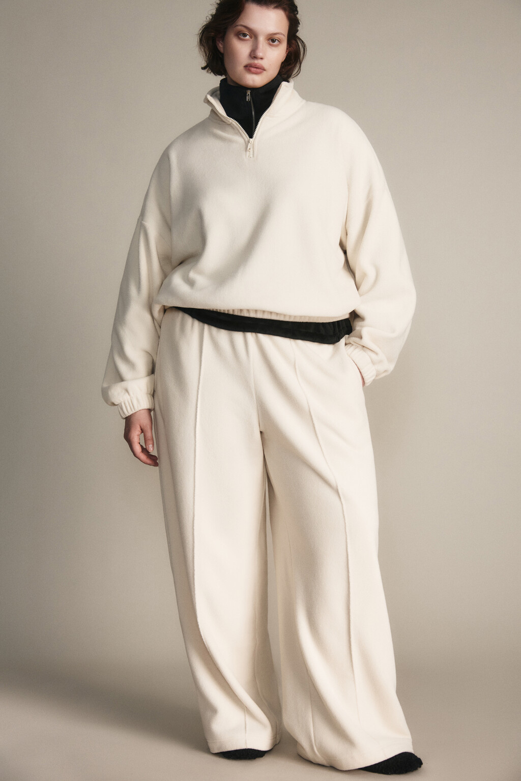 Брюки широкие флисовые - цвет бежевый - 1