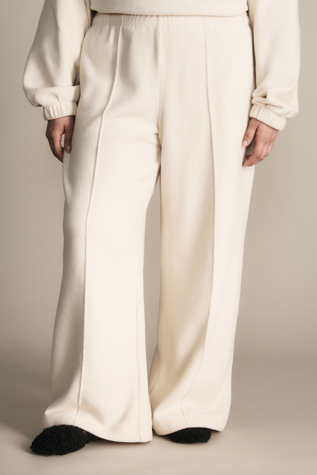 Брюки широкие флисовые - цвет бежевый - 2