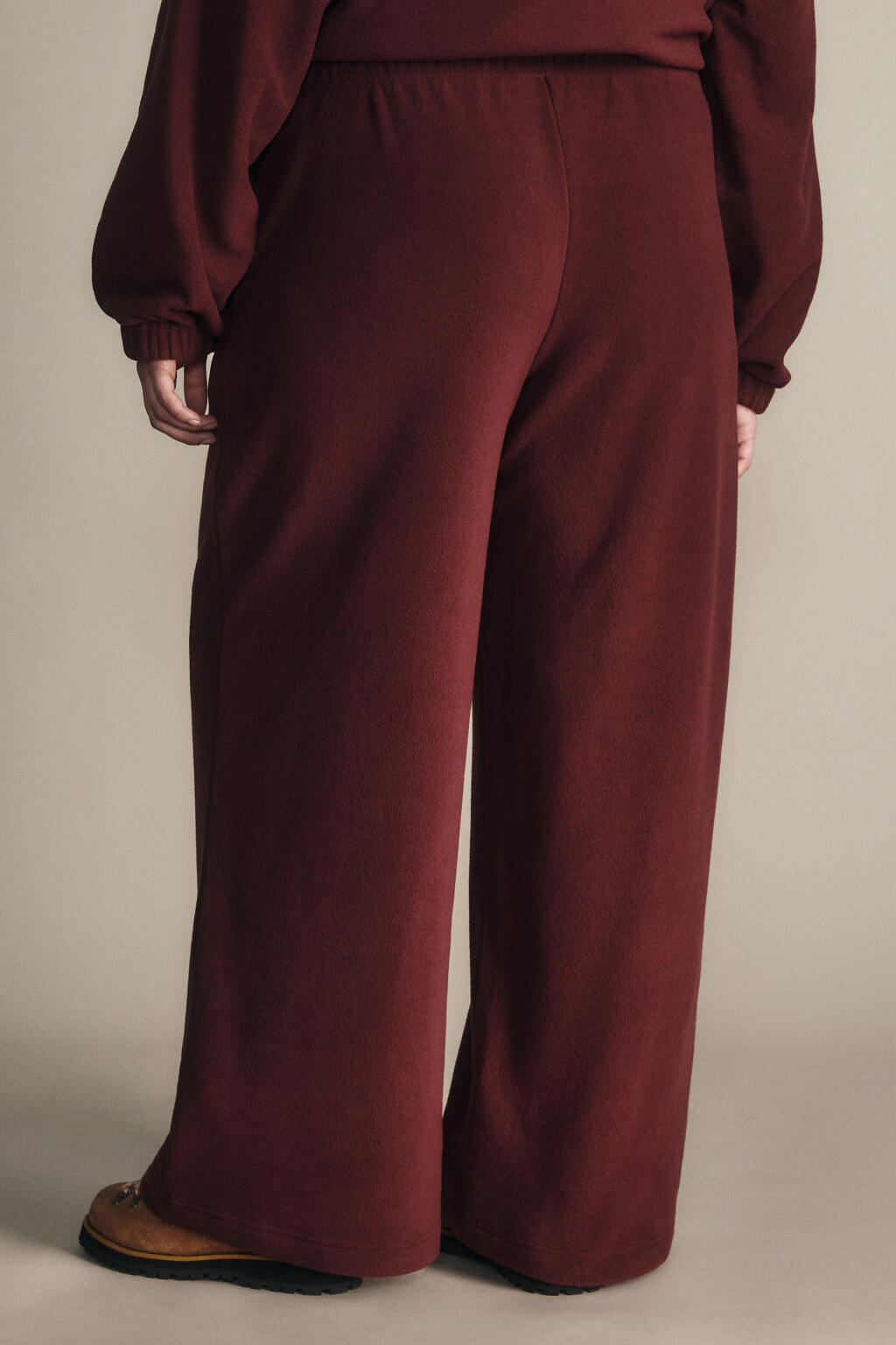 Брюки широкие флисовые - цвет бордовый - 3