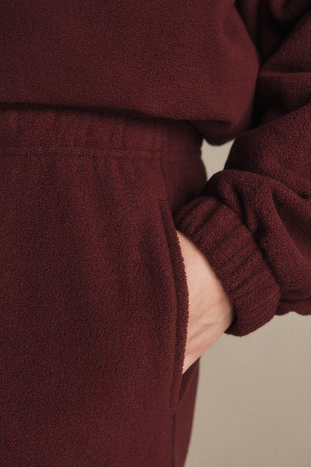 Брюки широкие флисовые - цвет бордовый - 6