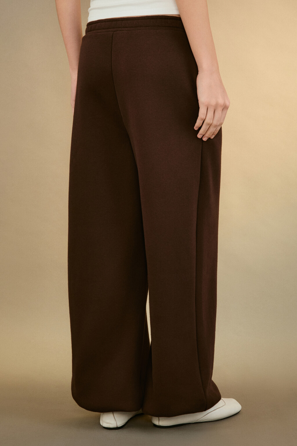 Брюки-джоггеры утепленные трикотажные - цвет коричневый - 4