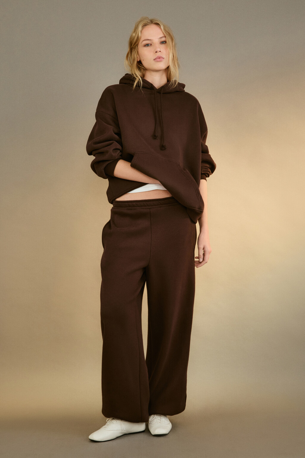 Брюки-джоггеры утепленные трикотажные - цвет коричневый - 5