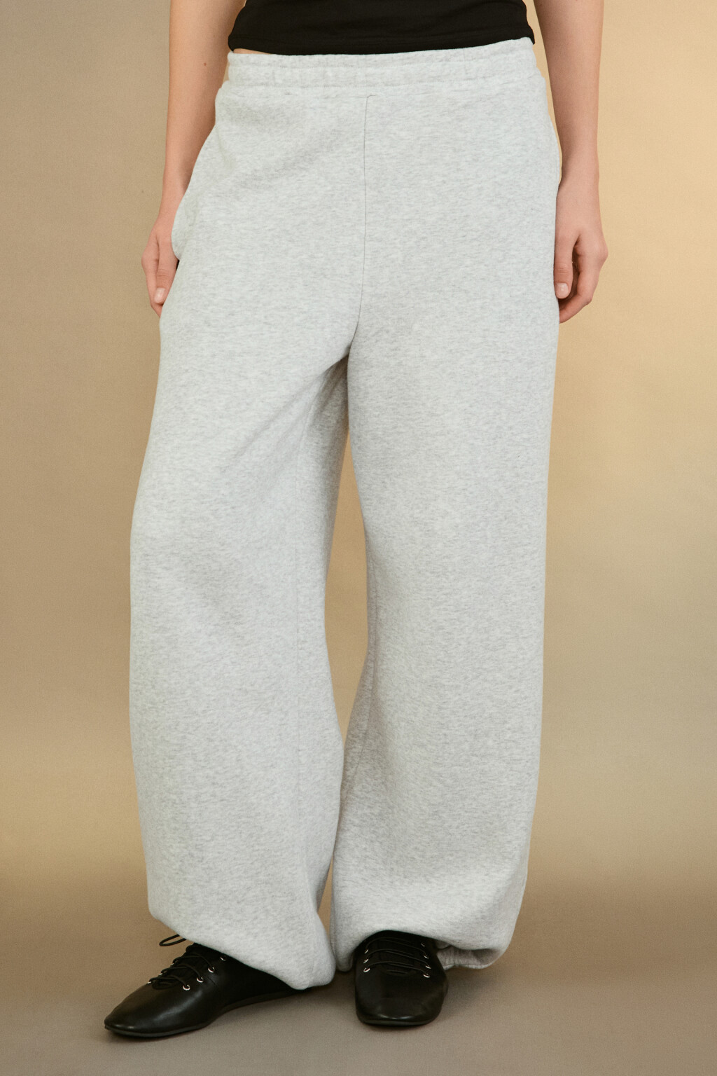 Брюки-джоггеры утепленные трикотажные - цвет серый - 2