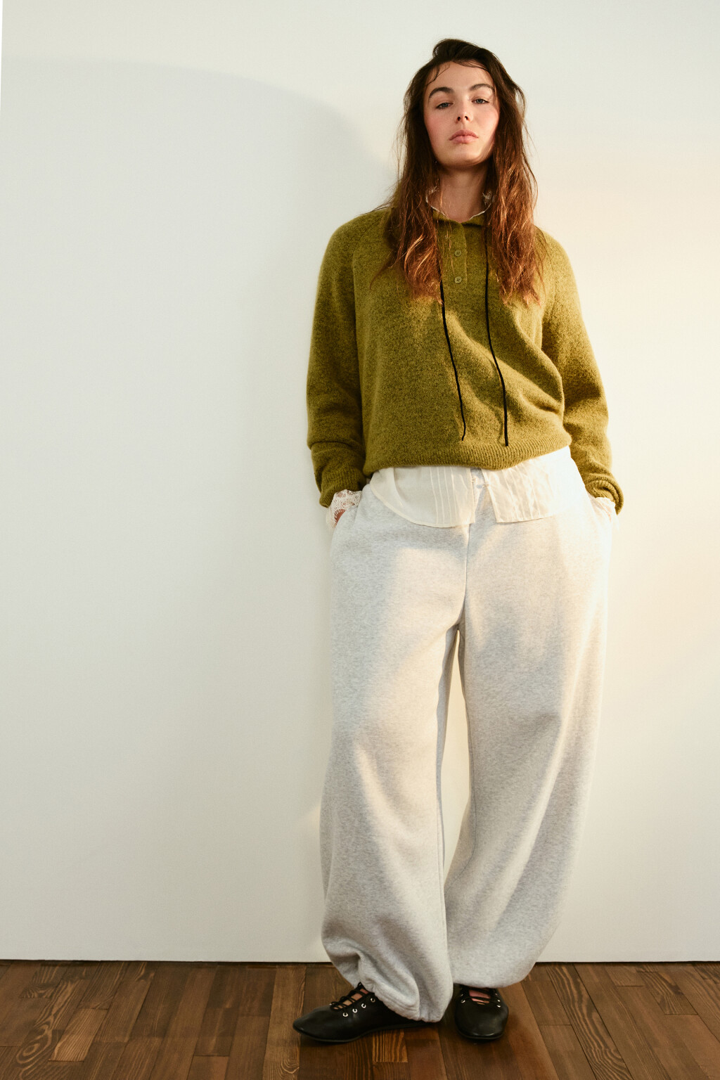 Брюки-джоггеры утепленные трикотажные - цвет серый - 1