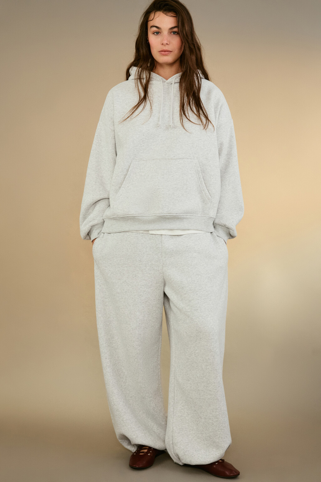 Брюки-джоггеры утепленные трикотажные - цвет серый - 2