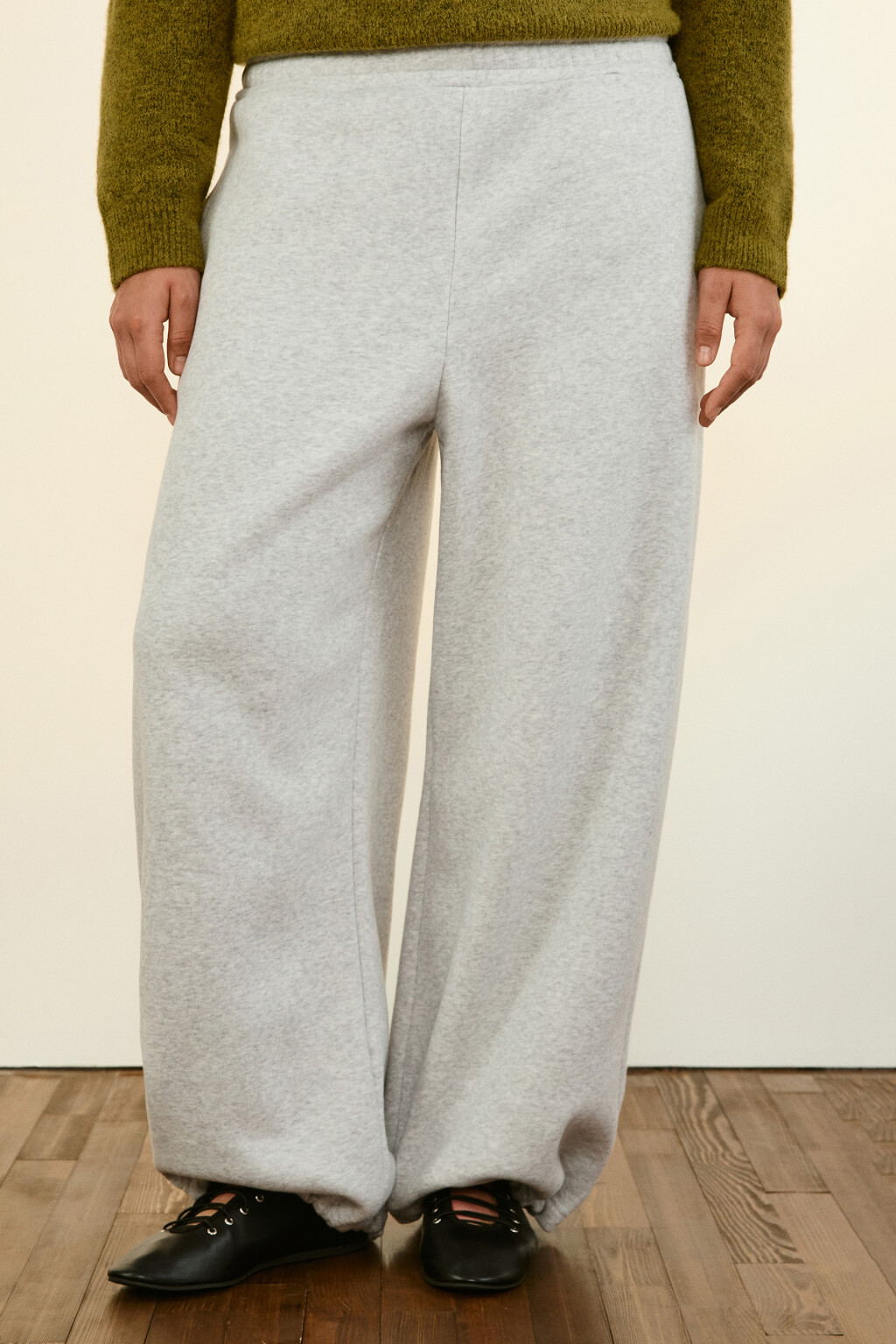 Брюки-джоггеры утепленные трикотажные - цвет серый - 3