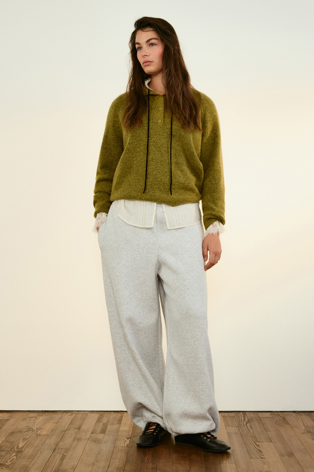 Брюки-джоггеры утепленные трикотажные - цвет серый - 5