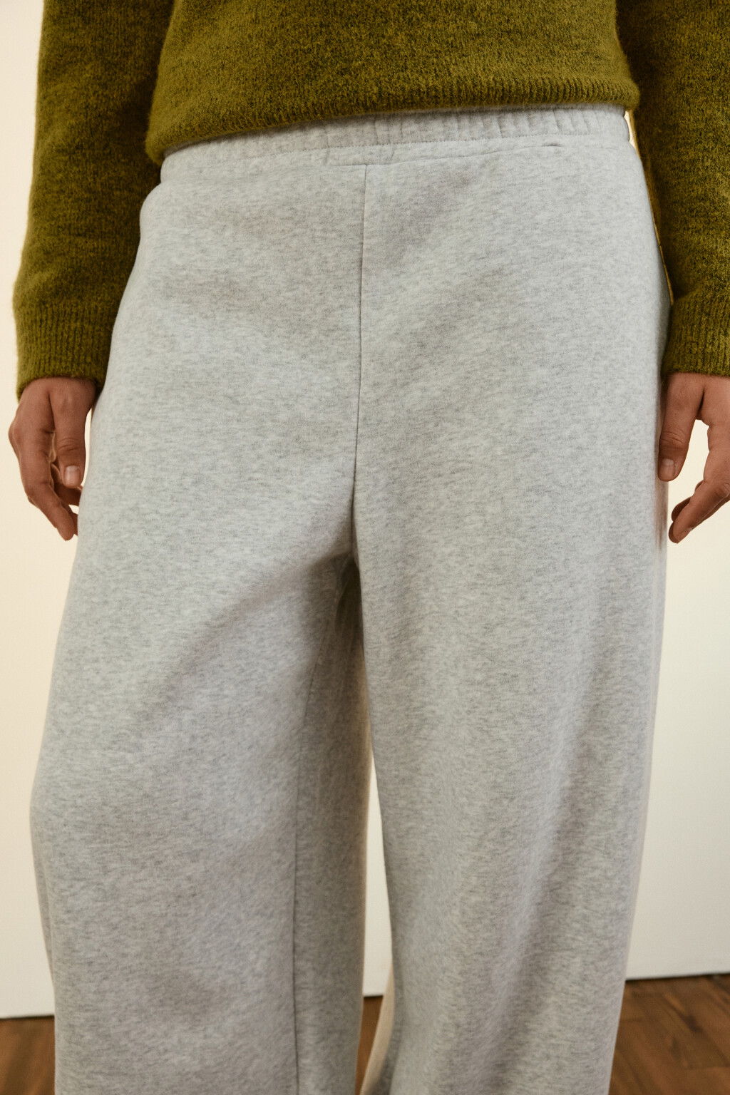 Брюки-джоггеры утепленные трикотажные - цвет серый - 7