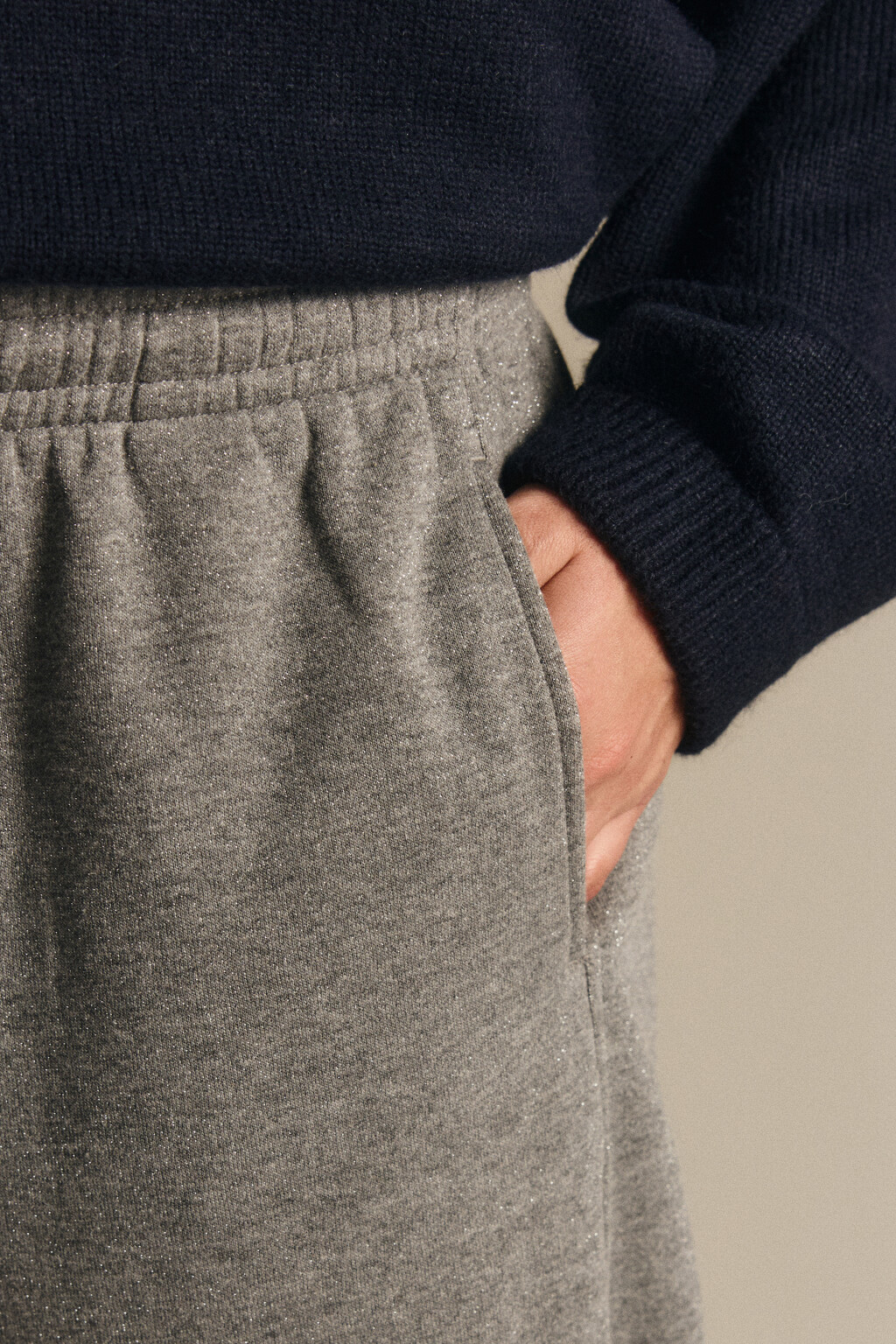 Брюки barrel fit утепленные с люрексом - цвет серый - 12
