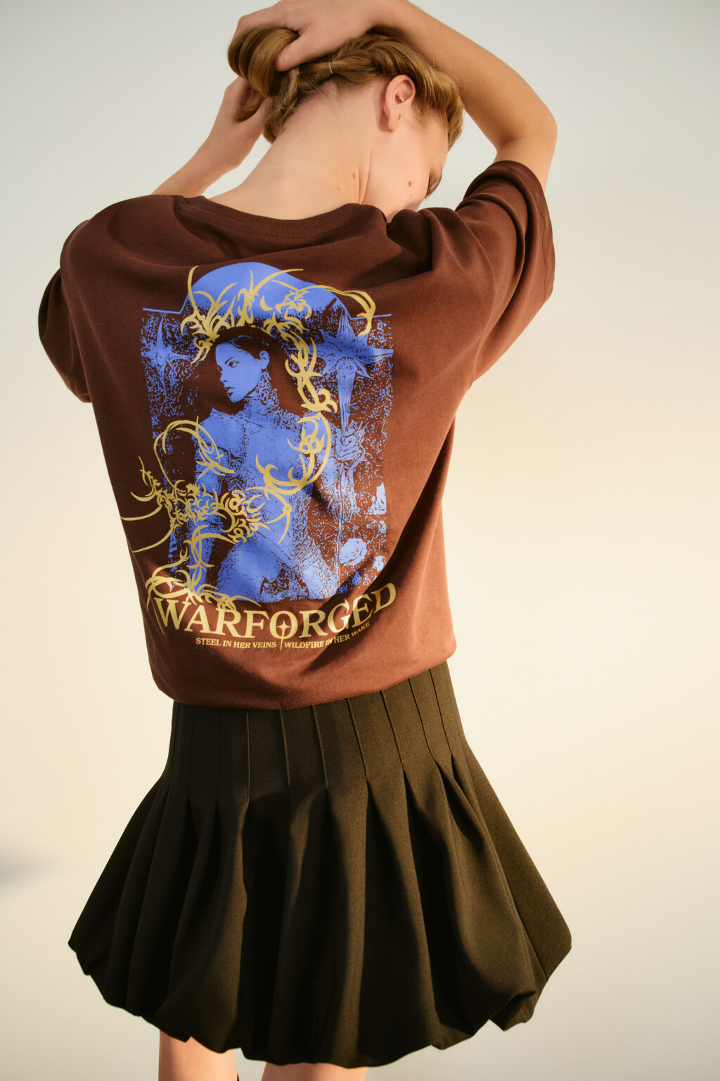 Футболка хлопковая с принтом - цвет коричневый - 2