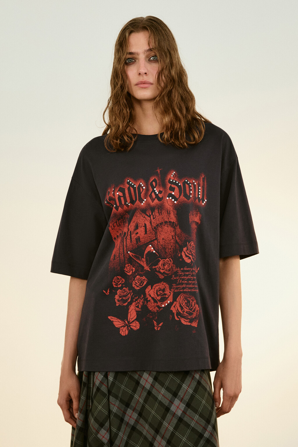 Футболка хлопковая с принтом - цвет серый - 2