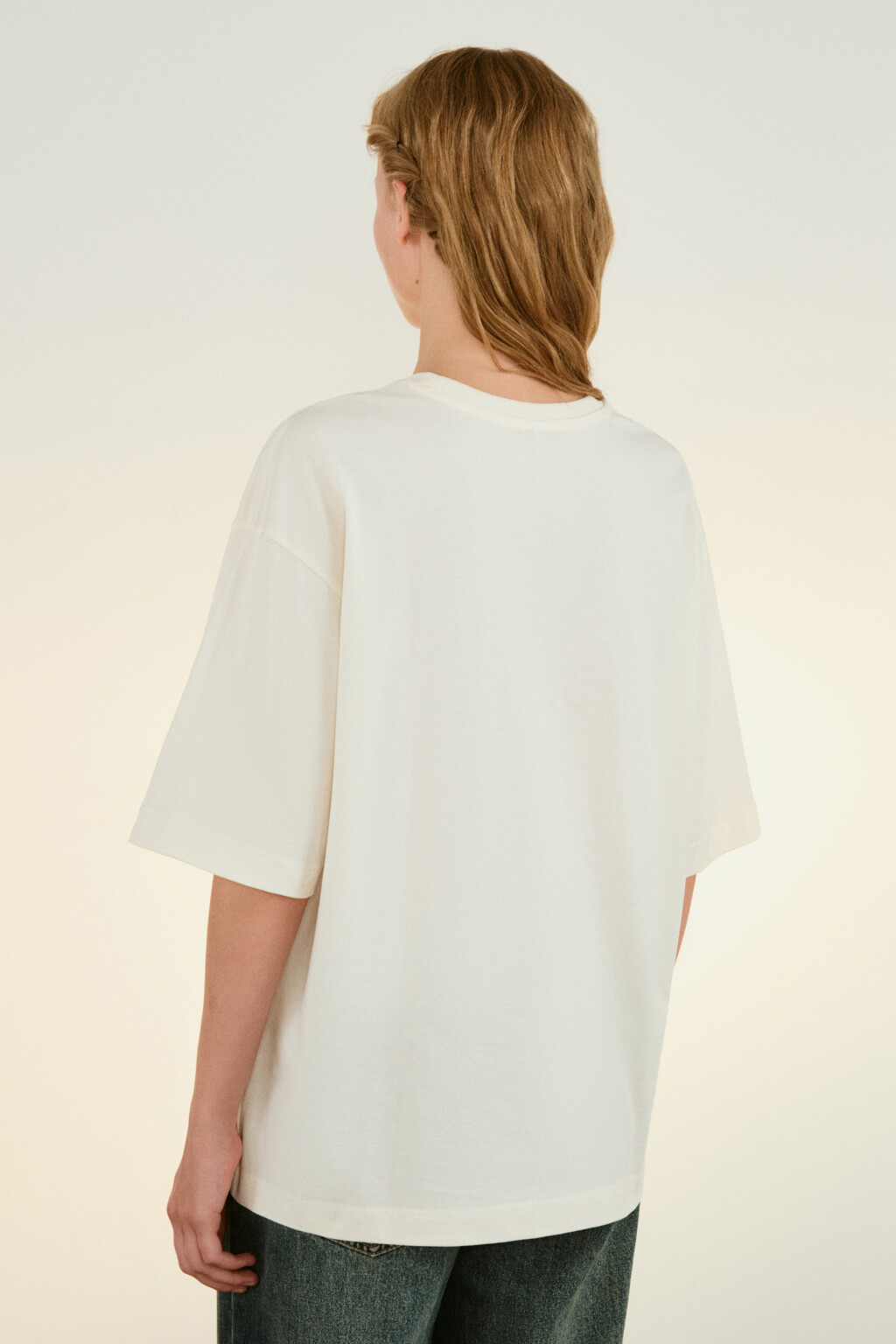 Футболка хлопковая с принтом - цвет бежевый - 3