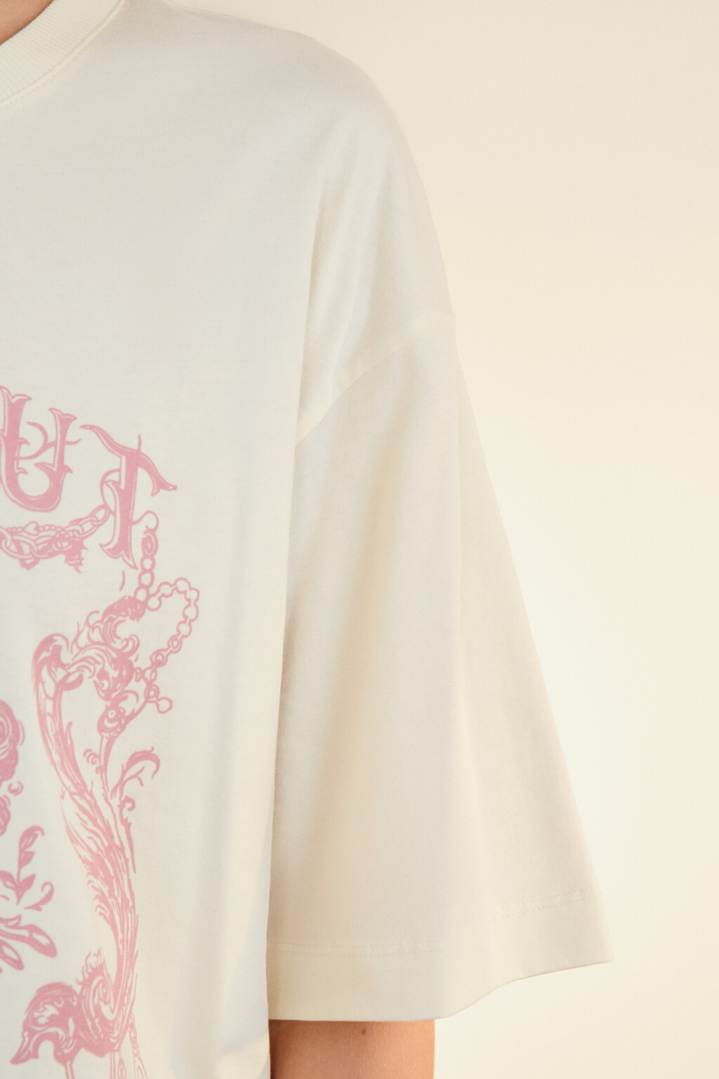 Футболка хлопковая с принтом - цвет бежевый - 6