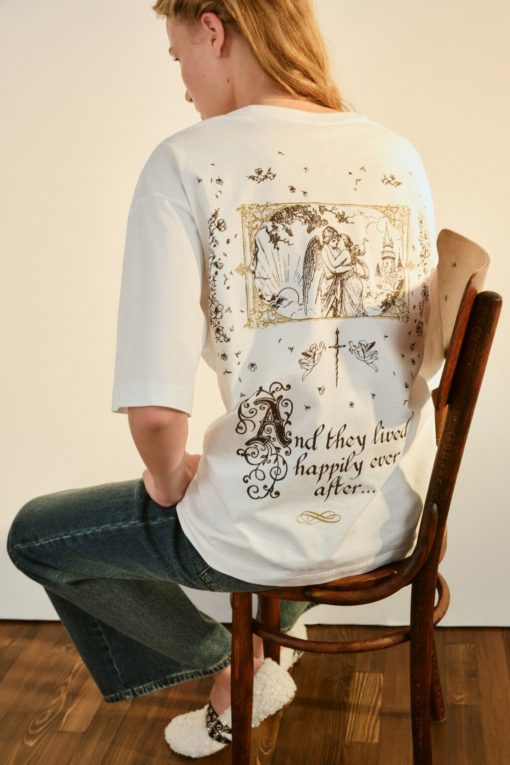 Футболка хлопковая с принтом - цвет белый - 1