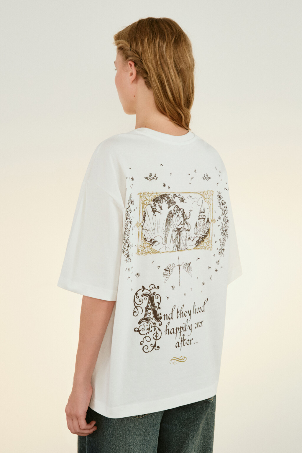 Футболка хлопковая с принтом - цвет белый - 3