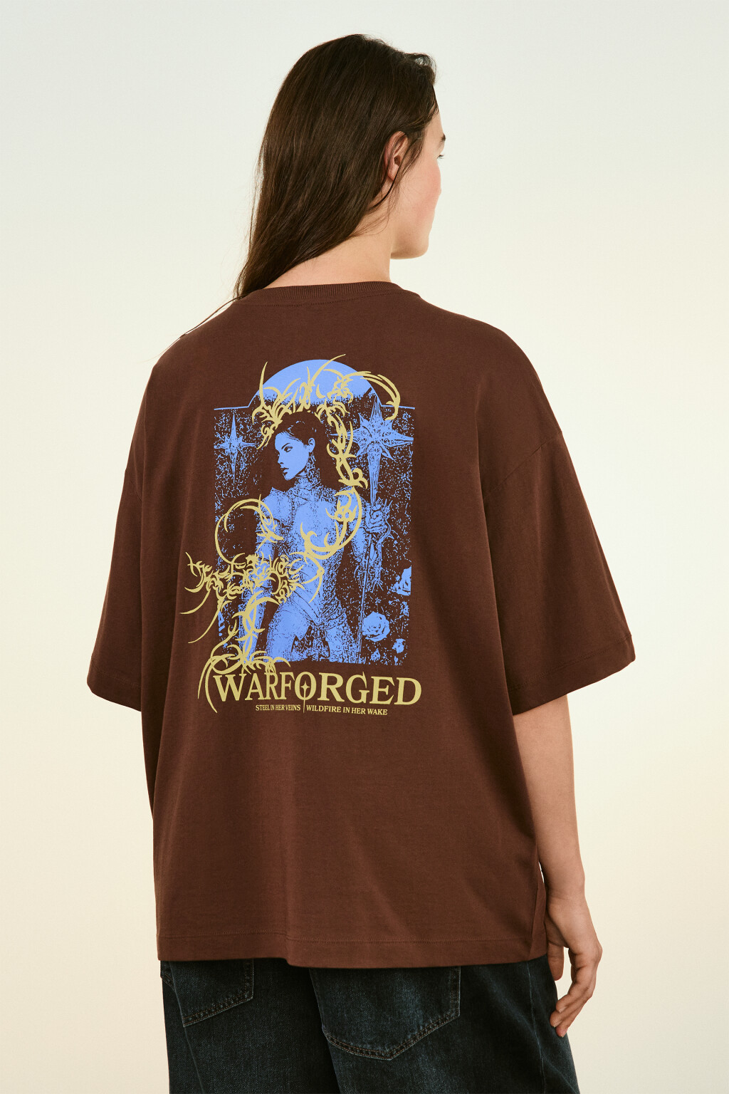 Футболка хлопковая с принтом - цвет коричневый - 3